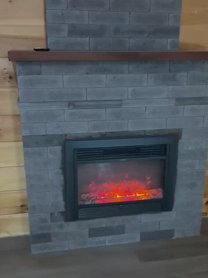 Fireplace. Handmade Base. Wood Top. 3D Electric Insert.
